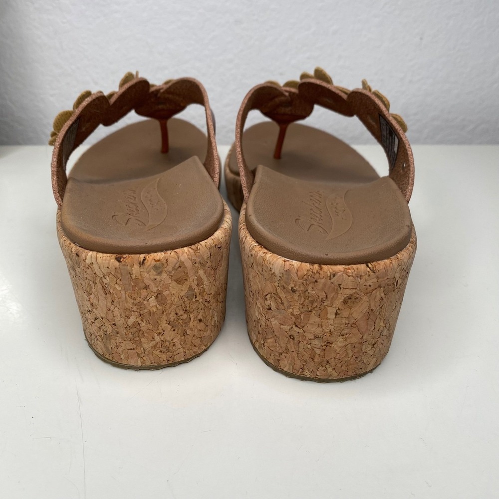 Skechers Cali Rare Blossom Wedge Sandals Brown Arch Fit Cork Flip Flops Size 8 - Picture 5 of 11